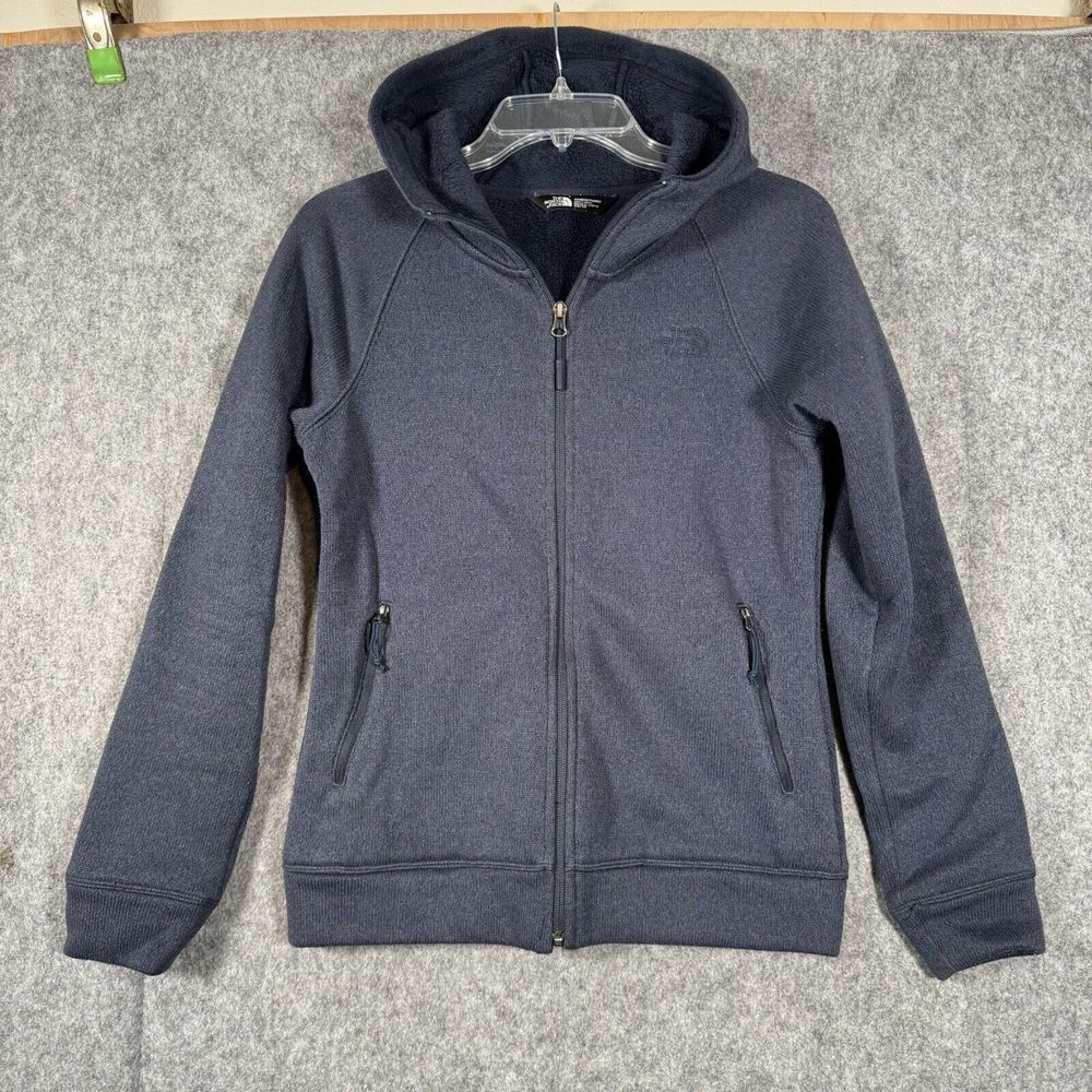 North Face Jacket Womens‎ XS Knit Fleece Lined Blue Sweatshirt Hooded Outdoor